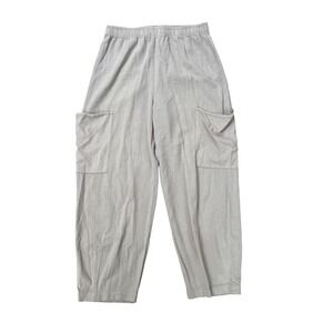 Iridium Cotton Blend‎ Cargo Pants Elastic Waist Lagenlook, Size Medium